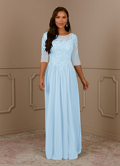 Azazie Harriet Mother of the Bride Dresses Sky Blue A-Line Scoop lace Mesh Dress image1