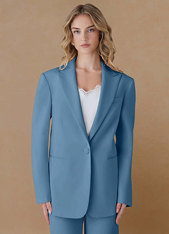 front Amelia Blu Acciaio Completo oversize in 2 pezzi con trama raffinata