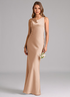Azazie Allettie Bridesmaid Dresses English Rose Mermaid Stretch Satin Dress image1