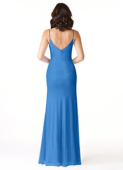 Azazie Deandra Bridesmaid Dresses Blue Jay Mermaid Pleated Mesh Dress image2