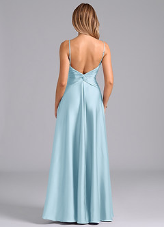 Azazie Elita Bridesmaid Dresses Sky Blue A-Line Pleated Stretch Satin Dress image5