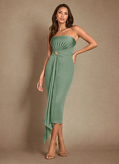 Azazie Dinanta Mother of the Bride Dresses Matcha Column Pleated Chiffon Dress image1