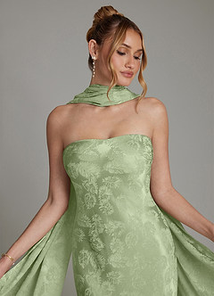 Azazie Viv Bridesmaid Dresses Sage Green Jacquard Sheath Strapless Jacquard Dress image8