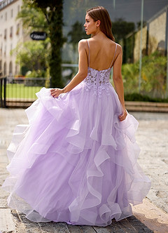 Spitze Púrpura Vestido de fiesta de encaje transparente image2