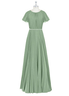Azazie Kara Modest Bridesmaid Dresses A-Line Pleated Chiffon Floor-Length Dress image7