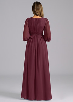 Azazie Palerma Bridesmaid Dresses Cabernet A-Line Long Sleeve Chiffon Dress image2