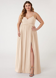 Azazie Alia Bridesmaid Dresses White Alabaster A-Line Pleated Chiffon Dress image6