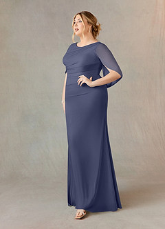 Azazie Belladonna Mother of the Bride Dresses Stormy Mermaid Scoop Pleated Mesh Dress image8