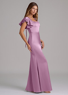 Azazie Elkie Brudtärnklänningar Klä av Sjöjungfru i Stretch Satin Fyrkantig halsringning Blåregn image3