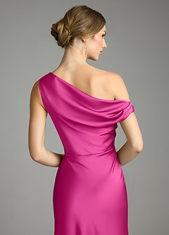 Azazie Emerson Bridesmaid Dresses Fuchsia Mermaid Off the Shoulder Stretch Satin Dress image7