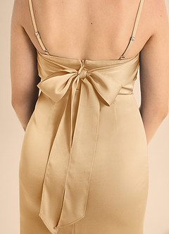 Azazie Mai Junior Gold A-Line Sweetheart Neckline Stretch Satin Dress image6