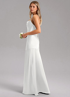 Azazie Grata Morsiusneito Mekot Mrenneito Sivuhalkio Joustava satiini Lattian pituus Pukeutua image5