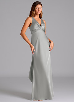 Azazie Hati Brudtärnklänningar Klä av Sjöjungfru i Stretch Satin Silver image4