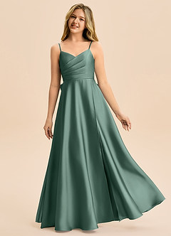 Azazie Rumi Junior Klä av A-Line i Stretch Satin Plisserad image1