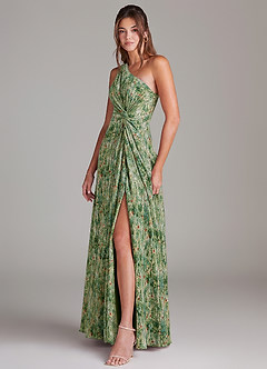 Azazie Brooke Bridesmaid Dresses Meadow Bloom A-Line One Shoulder Chiffon Dress image2