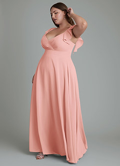 Azazie Leilani Bridesmaid Dresses Rosette A-Line Pleated Chiffon Dress image10