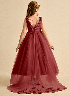 Azazie Lorita Blumenmädchenkleider A-Linie Mit Perlen Tüll Kleid Rost image1