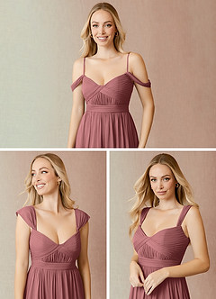 Azazie Reniya Bridesmaid Dresses Desert Rose A-Line Pleated Mesh Convertible Dress image5