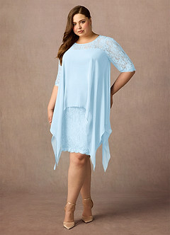 Azazie Flo Mother of the Bride Dresses Sky Blue A-Line Lace Chiffon Dress image6