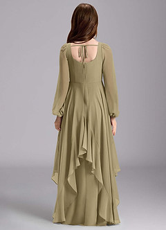 Azazie Clara Junior Abito A-Line in Chiffon Blusa Verde Muschio image2