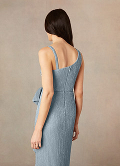 Azazie Jocelyn Mother of the Bride Dresses Dusty Blue Sheath One Shoulder Metallic Mesh Dress image6