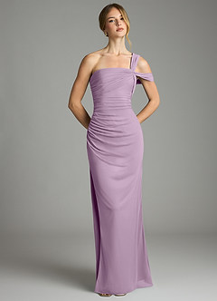 Azazie Tati Jurken voor bruidsmeisjes Jurk van Mesh met Kolom Off the Shoulder Blauweregen image2