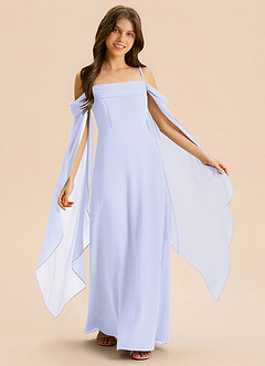 Azazie Moana Junior Linia A Pofałdowany Szyfon Długość podłogi Młodsza druhna Sukienka image1