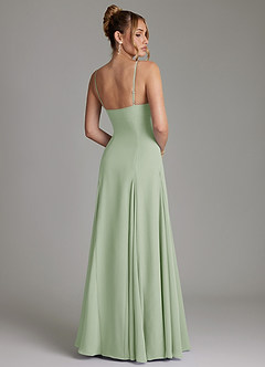 Azazie Imani At-home Try On Dresses Dusty Sage A-Line Sweetheart Neckline Chiffon Dress image2