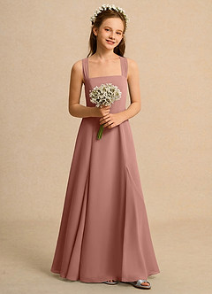 Azazie Tater Junior Formal vestidos de niña de las flores Vestido de Rosa De Cedro de Gasa de Corte En A con Plisado image4