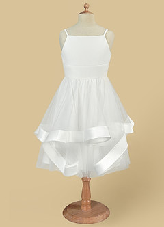 Azazie Anya Flower Girl Dresses Diamond White A-Line Spaghetti Strap Tulle Dress image5