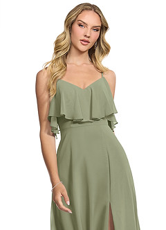 Azazie Jean Bridesmaid Dresses Pistachio A-Line Chiffon Convertible Dress image4