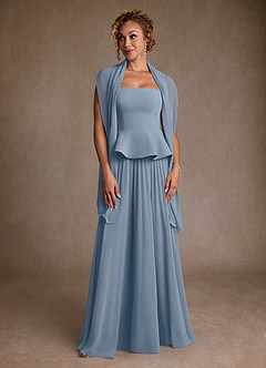 Azazie Josabeth Final Sale Dusty Blue A-Line Pleated Chiffon Dress image4