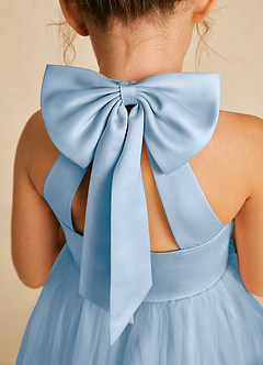 Azazie Dora Blumenmädchenkleider A-Linie Schleifen Tüll Kleid Puderblau image5