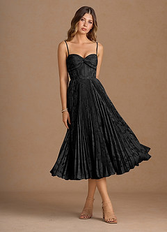 Annie Black Pleated Midi Dress image3