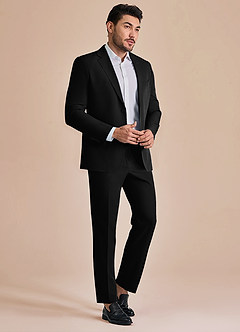 front James Black Structured Stretch Suit