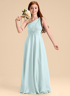 Azazie Charlize Junior Robe Trapèze en Satin extensible Plissée Verre De Mer image6