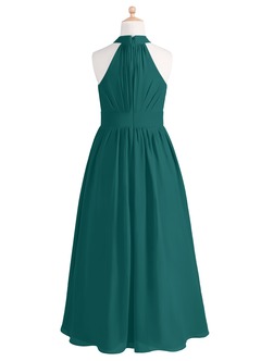 Azazie Iman Junior Peacock A-Line Pleated Chiffon Dress image7