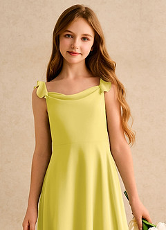 Azazie Puppy Girls Formal Flower Girl Dresses Canary A-Line Pleated Chiffon Dress image6