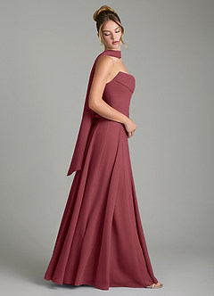 Azazie Gabriela Bridesmaid Dresses Merlot A-Line Corset Chiffon Dress image3
