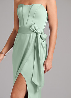 Azazie Jamie Kleider zum Anprobieren zu Hause Wandelbar A-Linie Schulterfrei Stretch-Satin Kleid Agave image7