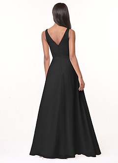 Azazie Nala Bridesmaid Dresses Black A-Line Pleated Chiffon Dress image2