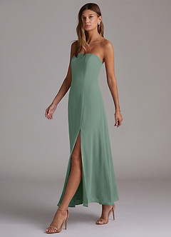 Azazie Wren Vestidos de madrinha de casamento Vestido Eucalipto de Chiffon de Linha A com Sem alças image3