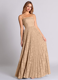 Azazie Mariana Bridesmaid Dresses Champagne A-Line Strapless Floral Burnout Convertible Dress image7