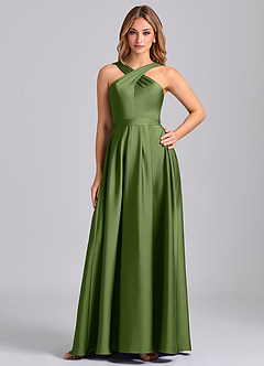 Azazie Dixie Bridesmaid Dresses Juniper A-Line Pleated Stretch Satin Dress image1