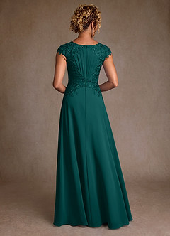 Azazie Christi Mother of the Bride Dresses Peacock A-Line Lace Chiffon Dress image2