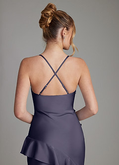 Azazie Jayda Bridesmaid Dresses Stormy A-Line Ruched Stretch Satin Dress image6