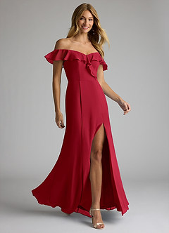 Azazie Sophie Bridesmaid Dresses Scarlet A-Line Off the Shoulder Chiffon Convertible Dress image4