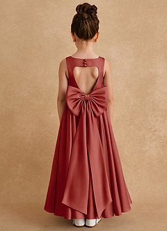 Azazie Bettie Flower Girl Dresses Terracotta A-Line Bow Matte Satin Dress image1