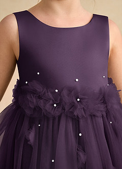 Azazie Lux Flower Girl Dresses Plum A-Line Beaded Tulle Dress image7
