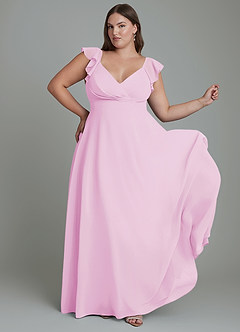 Azazie Leilani Bridesmaid Dresses Candy Pink A-Line Pleated Chiffon Dress image8